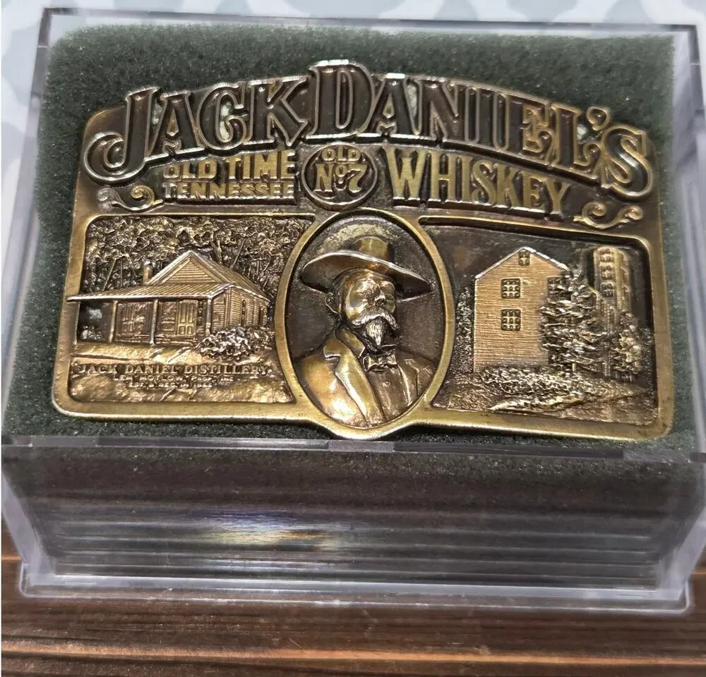 Jack Daniel's Brass Belt Buckle 1989 Bergamot Old No. 7 Display Case Included